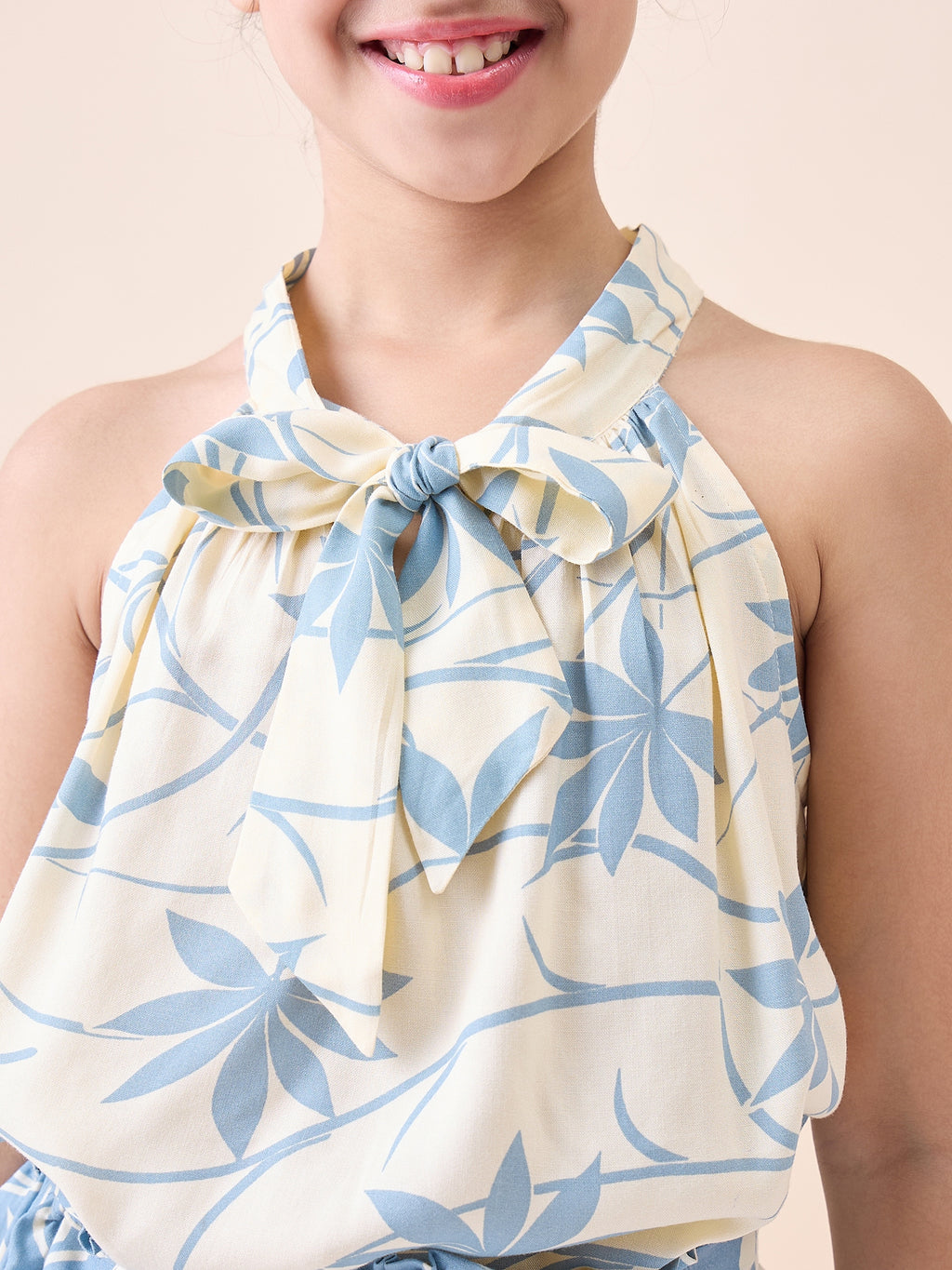 Girls Above Knee All over Print Top With Shorts - Blue