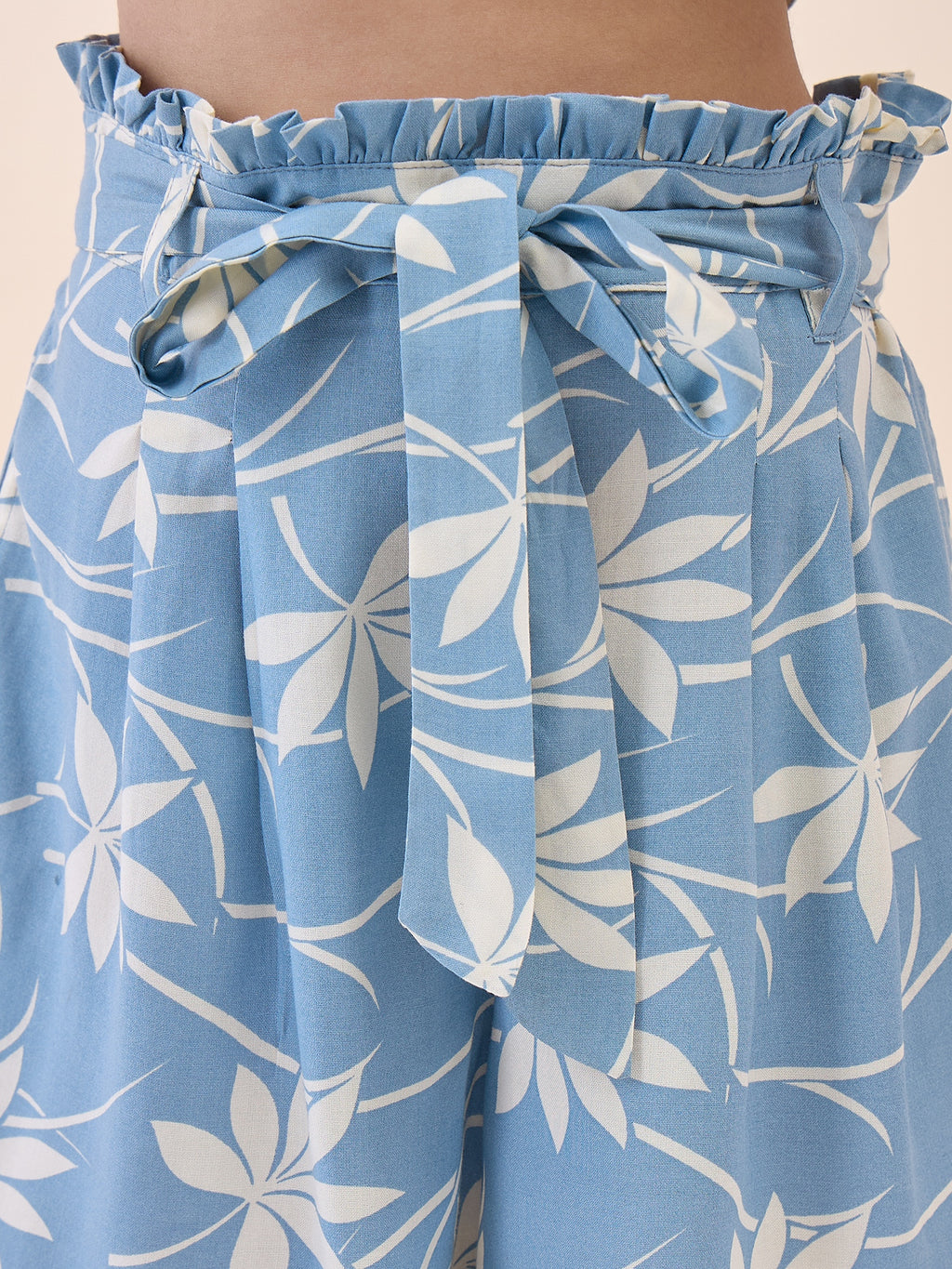 Girls Above Knee All over Print Top With Shorts - Blue