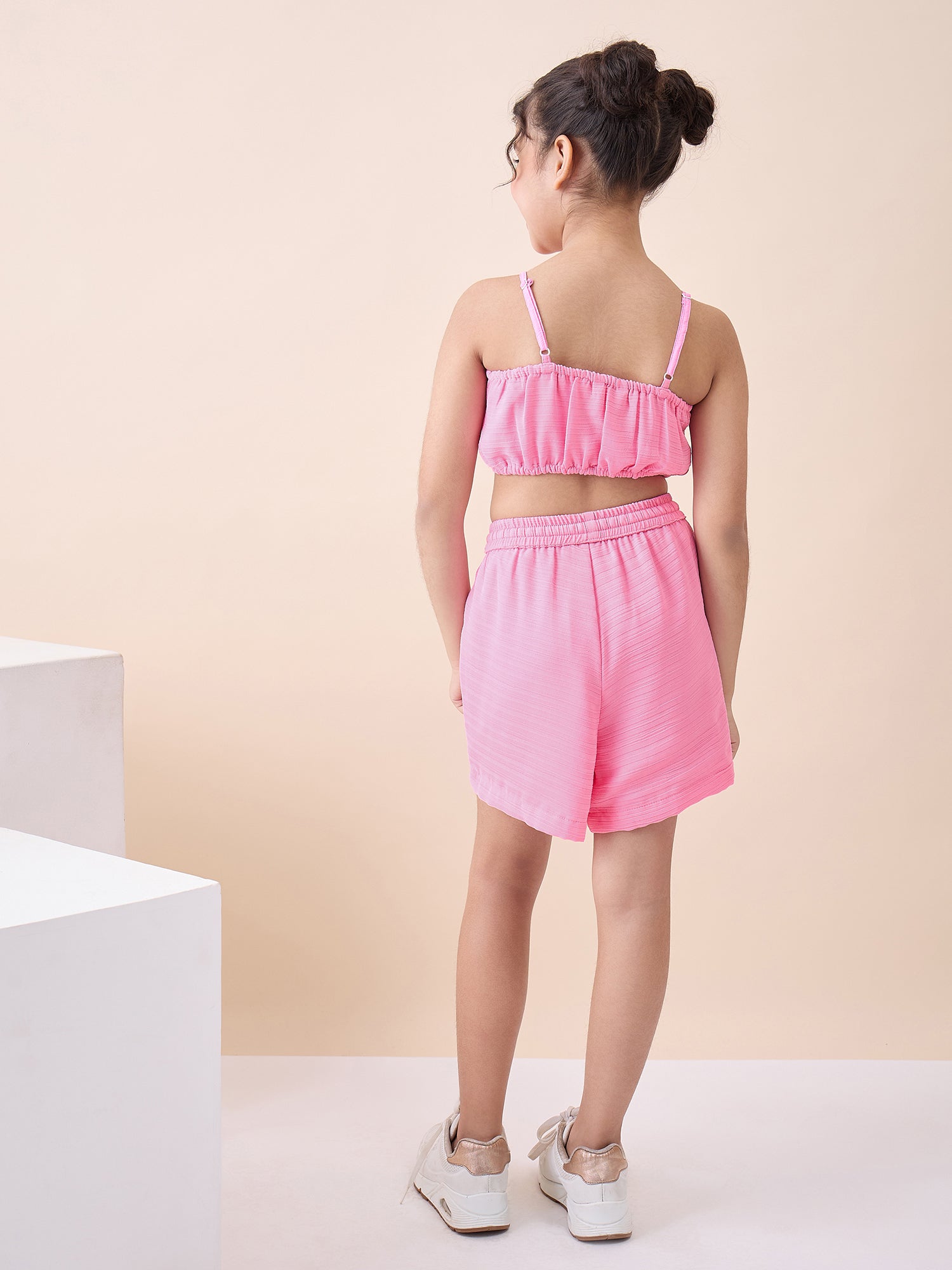 Girls Above Knee All over Print Top with Shorts - Pink