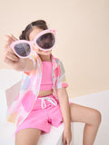 Girls Above Knee All over Print Top with Shorts - Pink