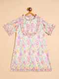 Girls Knee Length All over Print Dress - Multi