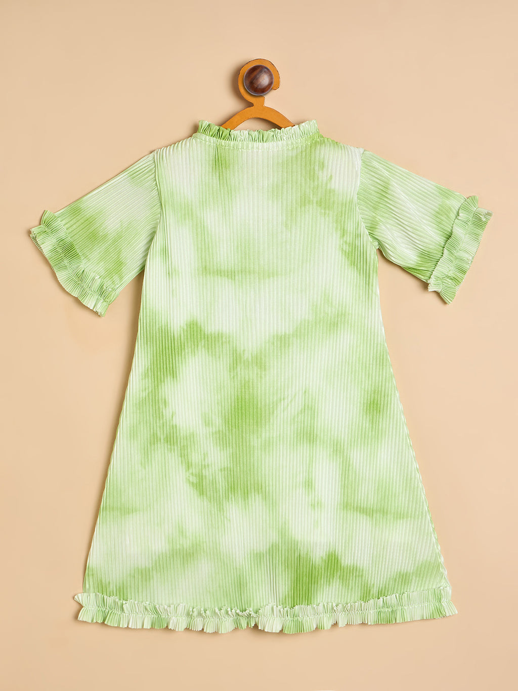Girls Knee Length All over Print Dress - Green