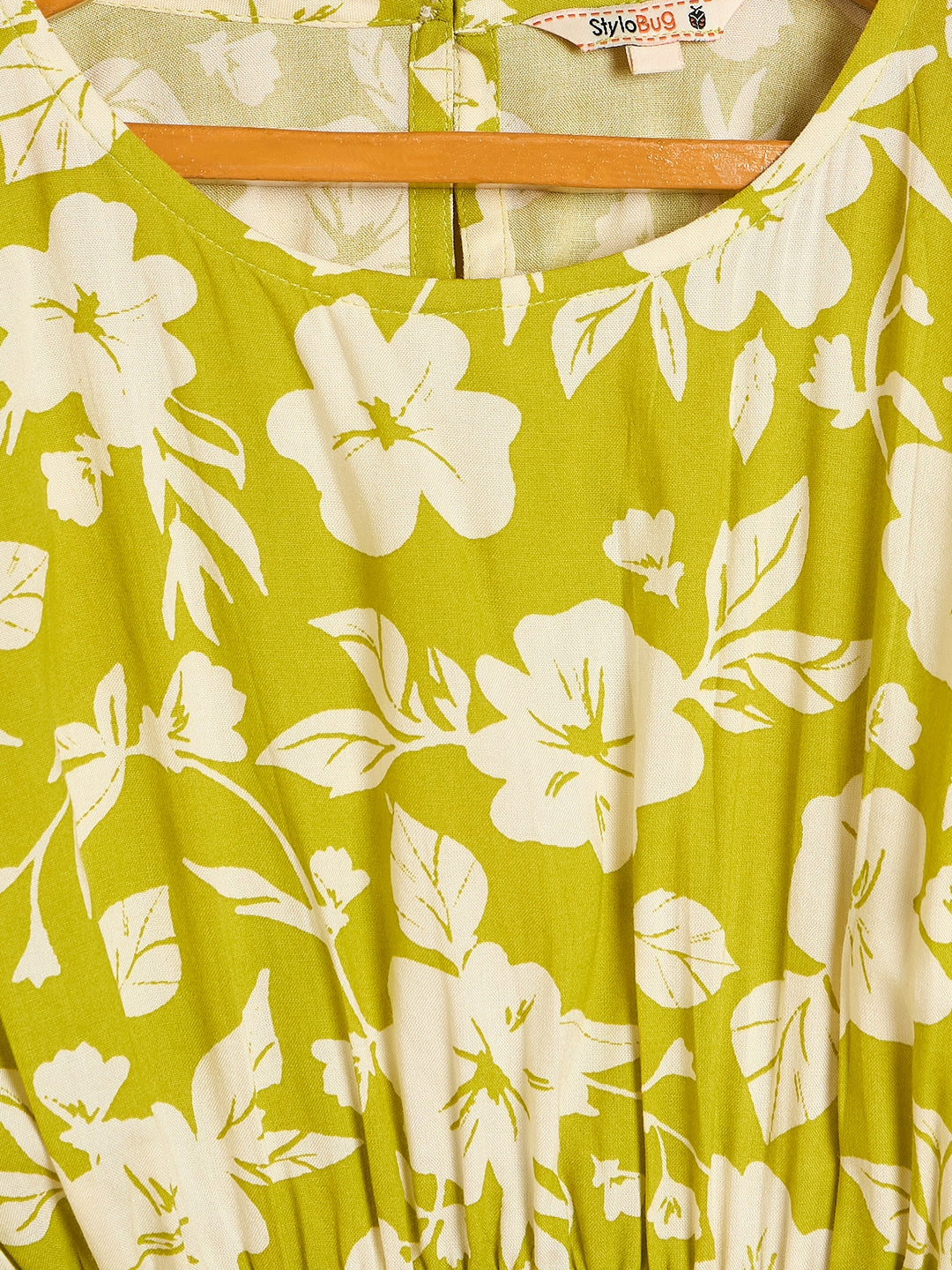 Girls Waist Length All over Print Top - Green