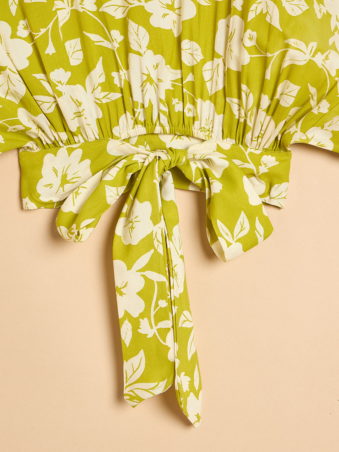 Girls Waist Length All over Print Top - Green