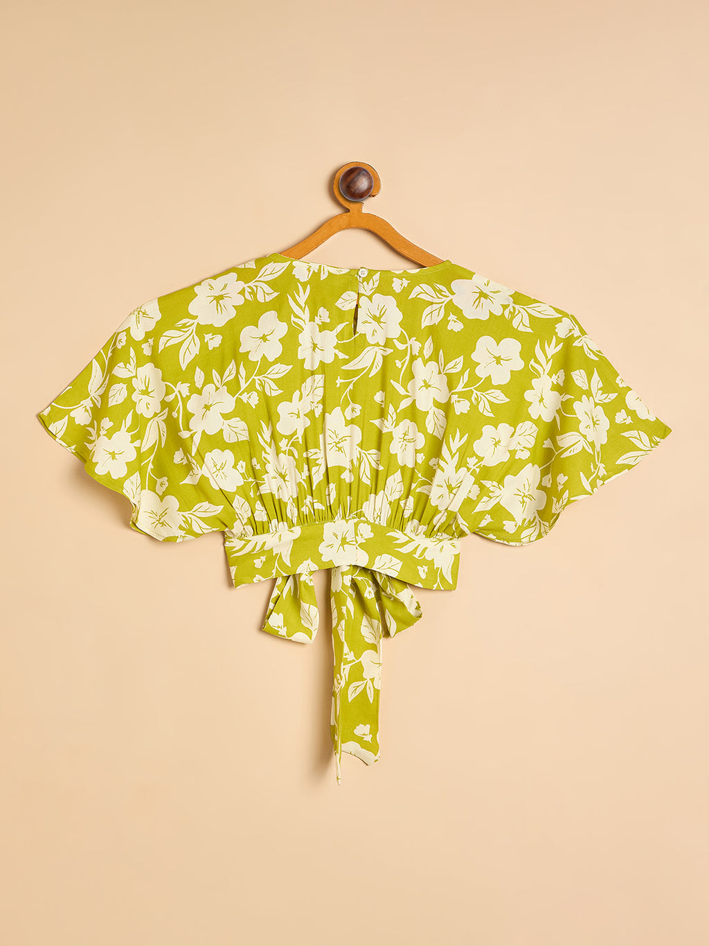 Girls Waist Length All over Print Top - Green