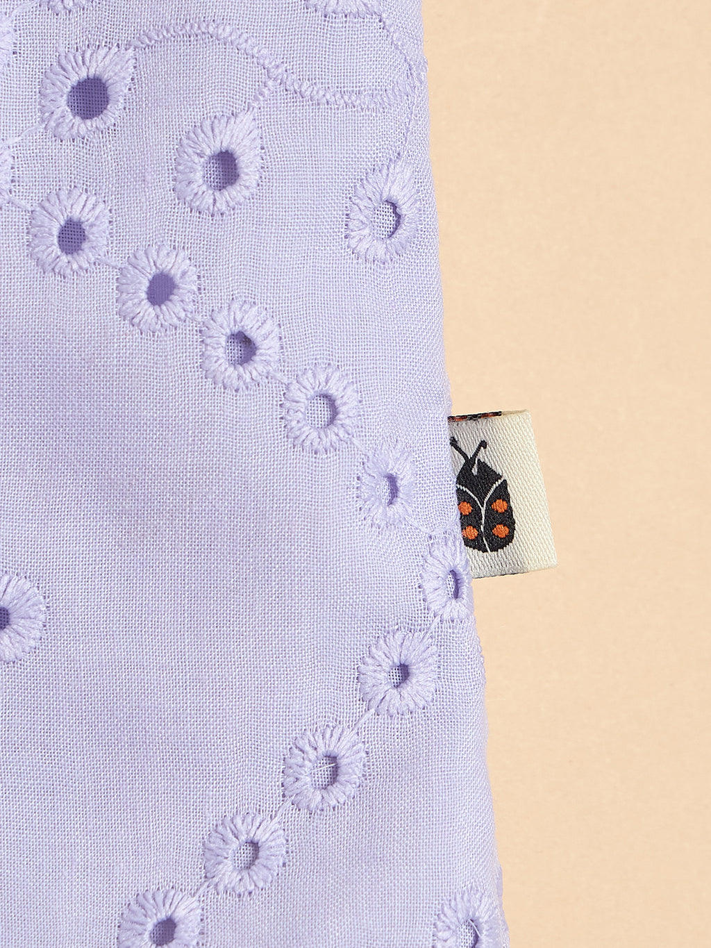 Girls Above Knee Embroidery Top with Shorts - Lavender