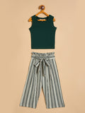 Girls Ankle Length All over Print Top With Pants - Green