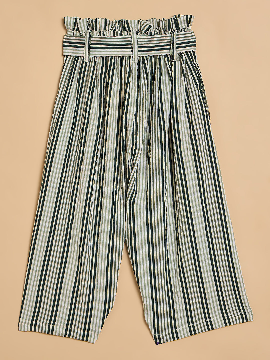 Girls Ankle Length All over Print Top With Pants - Green