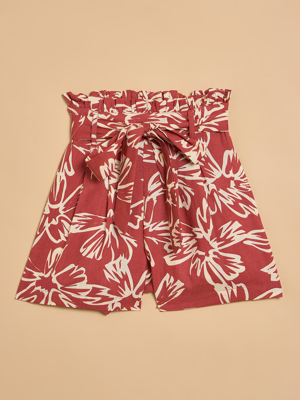 Girls Above Knee All over Print Top With Shorts - Brown