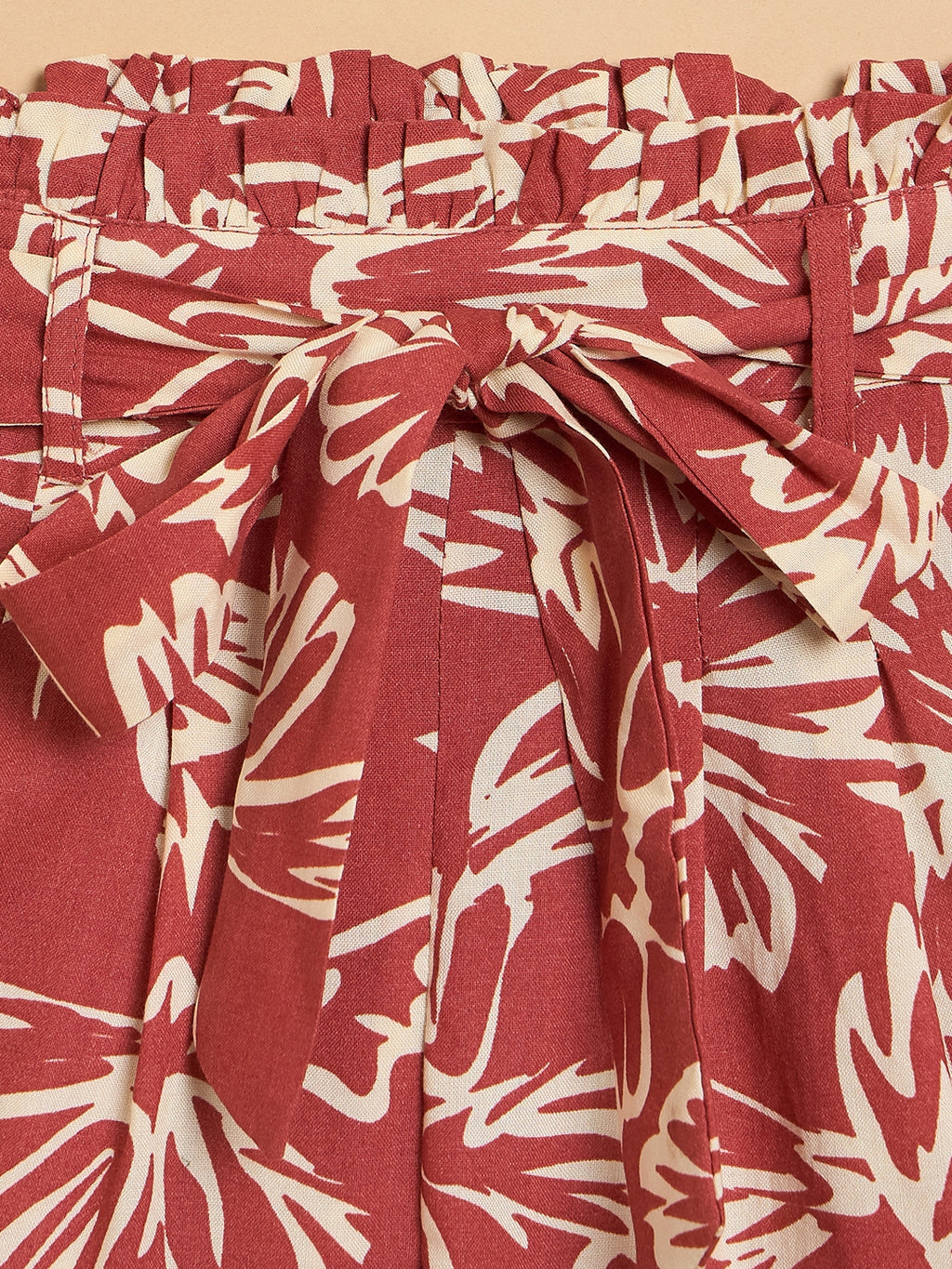 Girls Above Knee All over Print Top With Shorts - Brown
