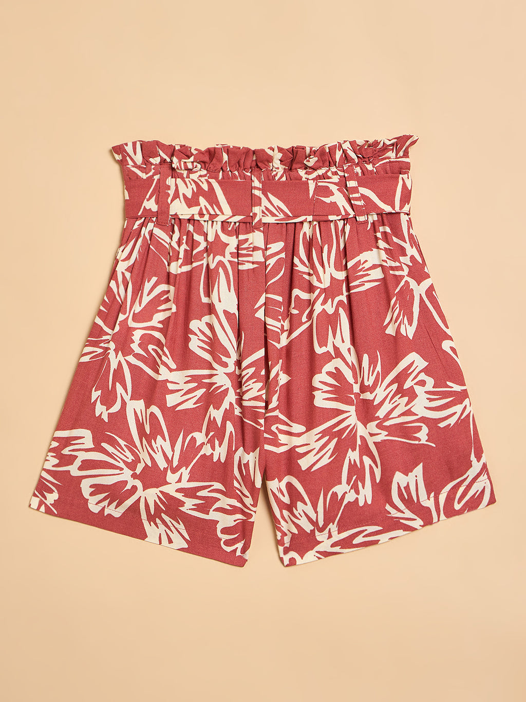 Girls Above Knee All over Print Top With Shorts - Brown