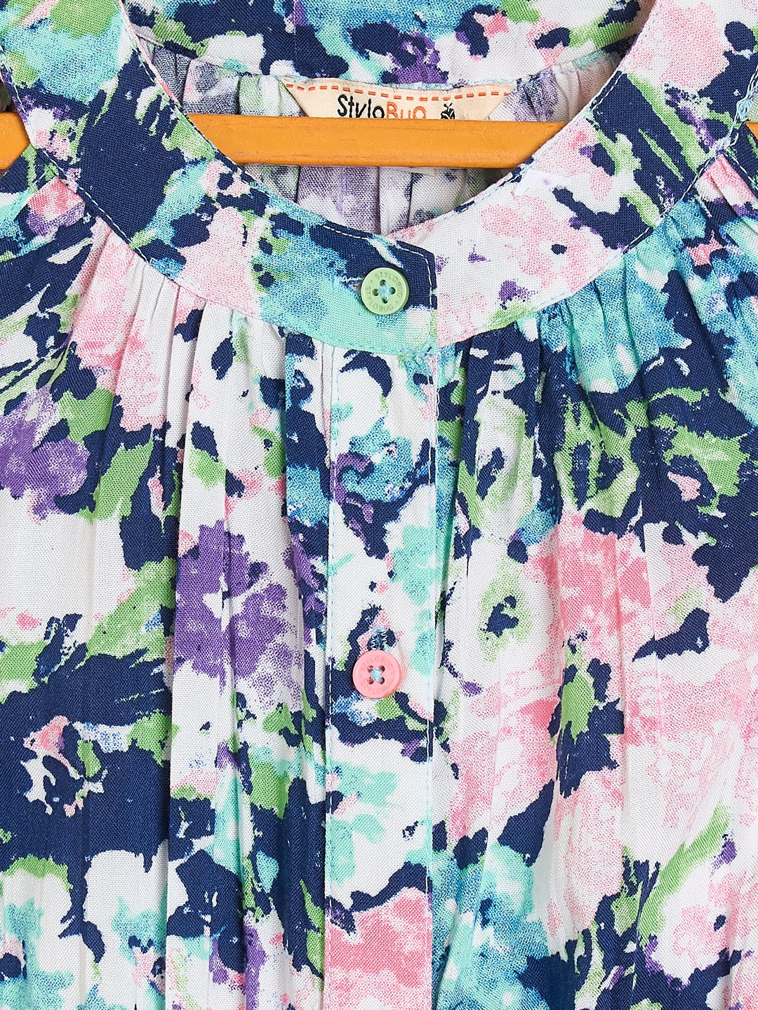Girls Ankle Length All over Print Jumpsuit - Blue