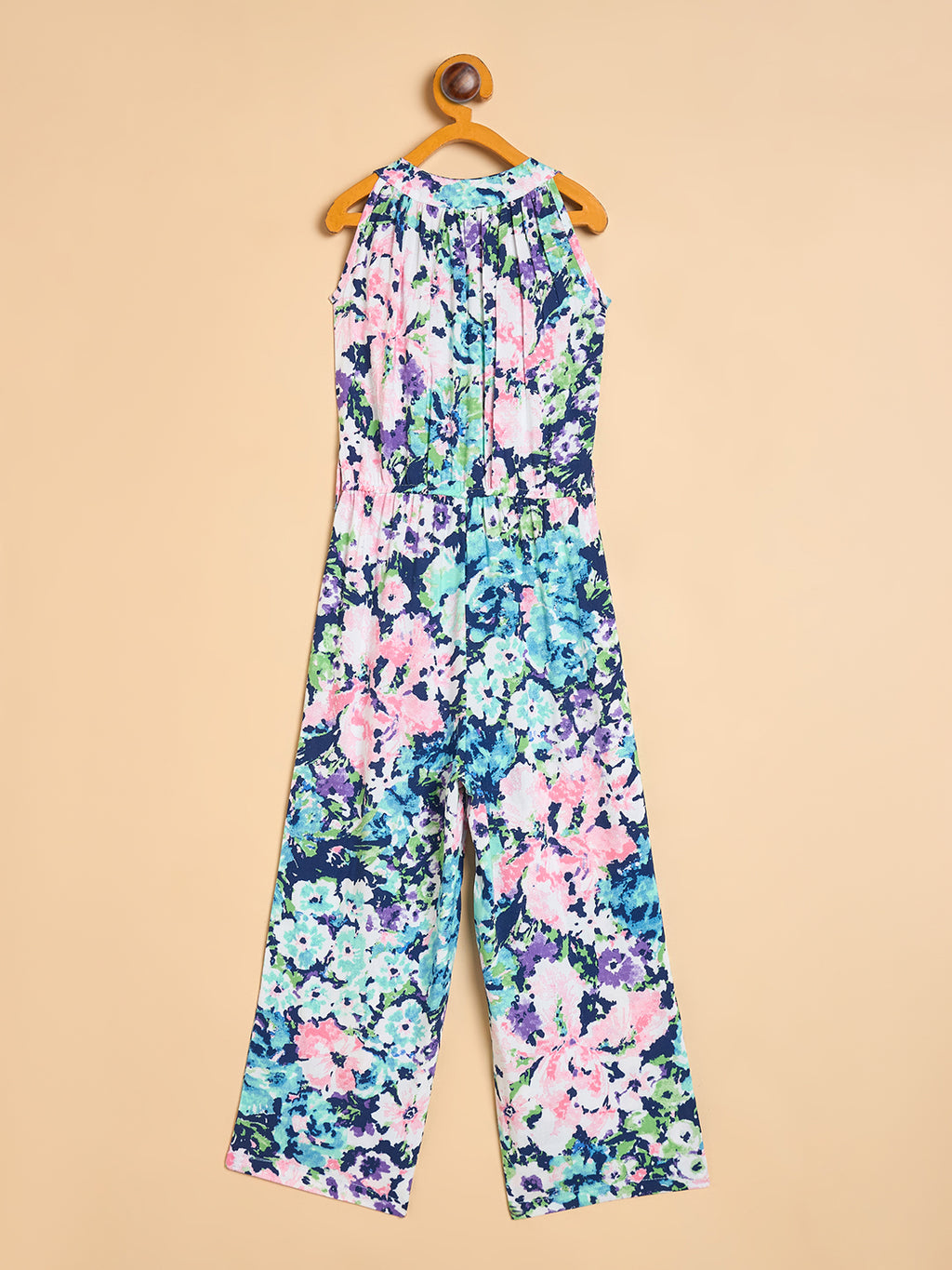 Girls Ankle Length All over Print Jumpsuit - Blue