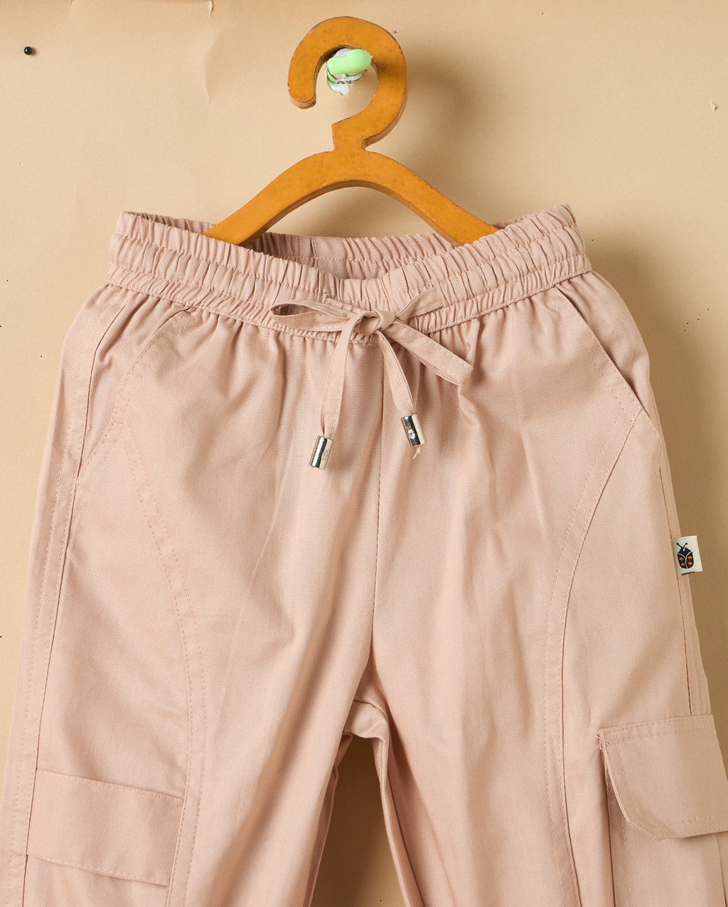 Unisex Ankle Length Solid Cargo Pants - Peach