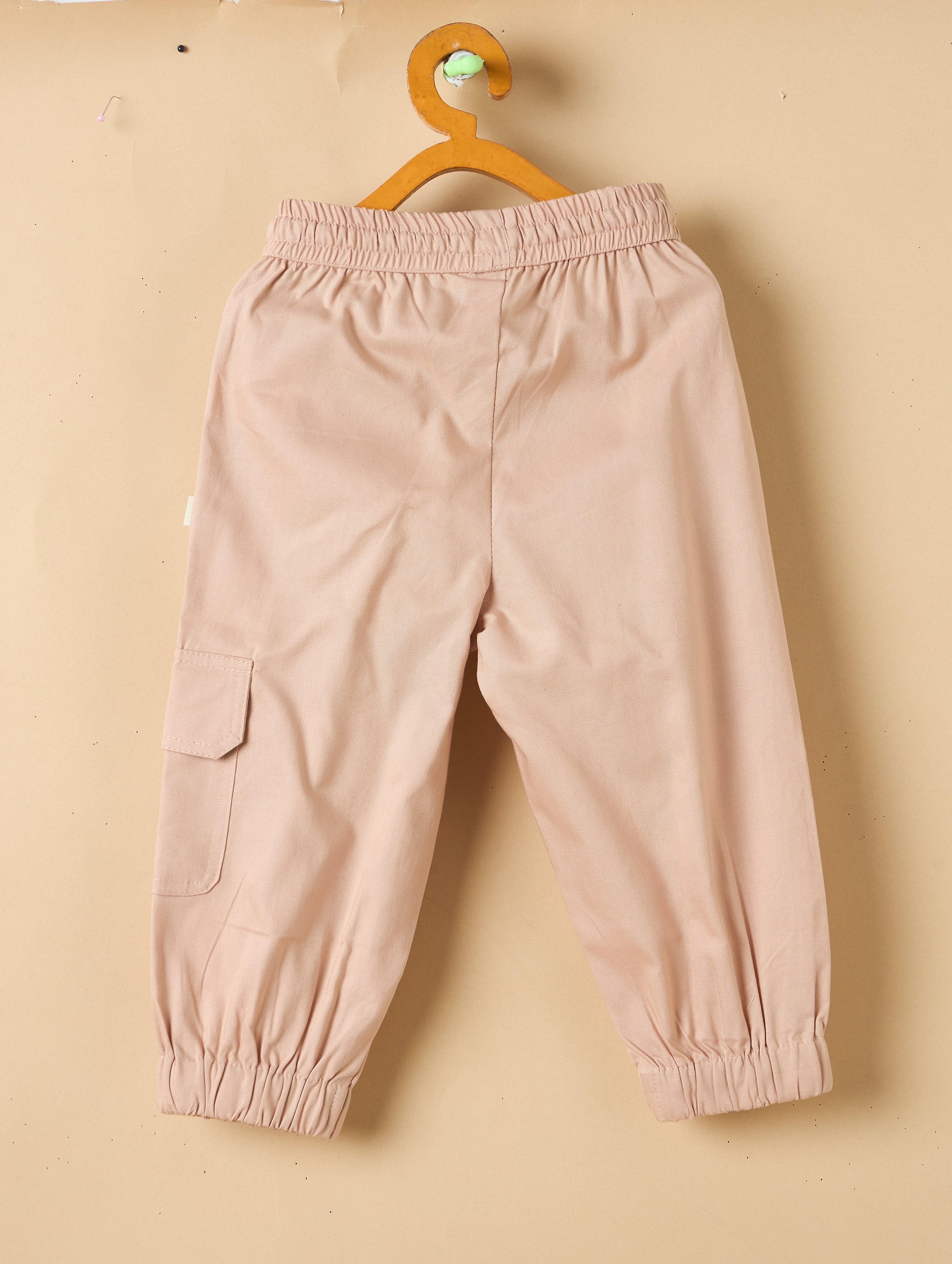Unisex Ankle Length Solid Cargo Pants - Peach