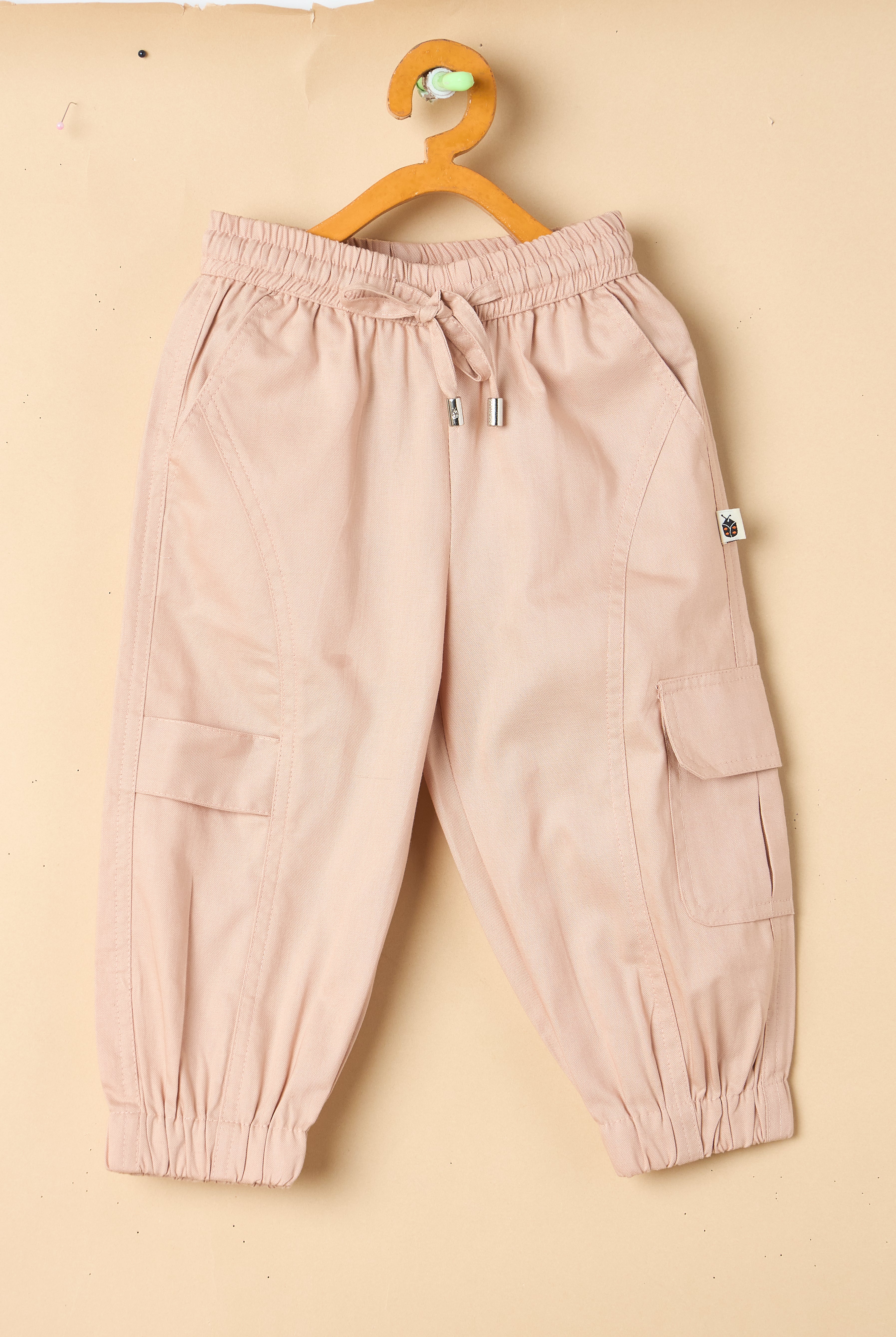 Unisex Ankle Length Solid Cargo Pants - Peach