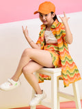 Girls Mid Thigh Printed Top with Shorts - Multi