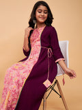 Girls Ankle Length Printed Kurti Set - Purple