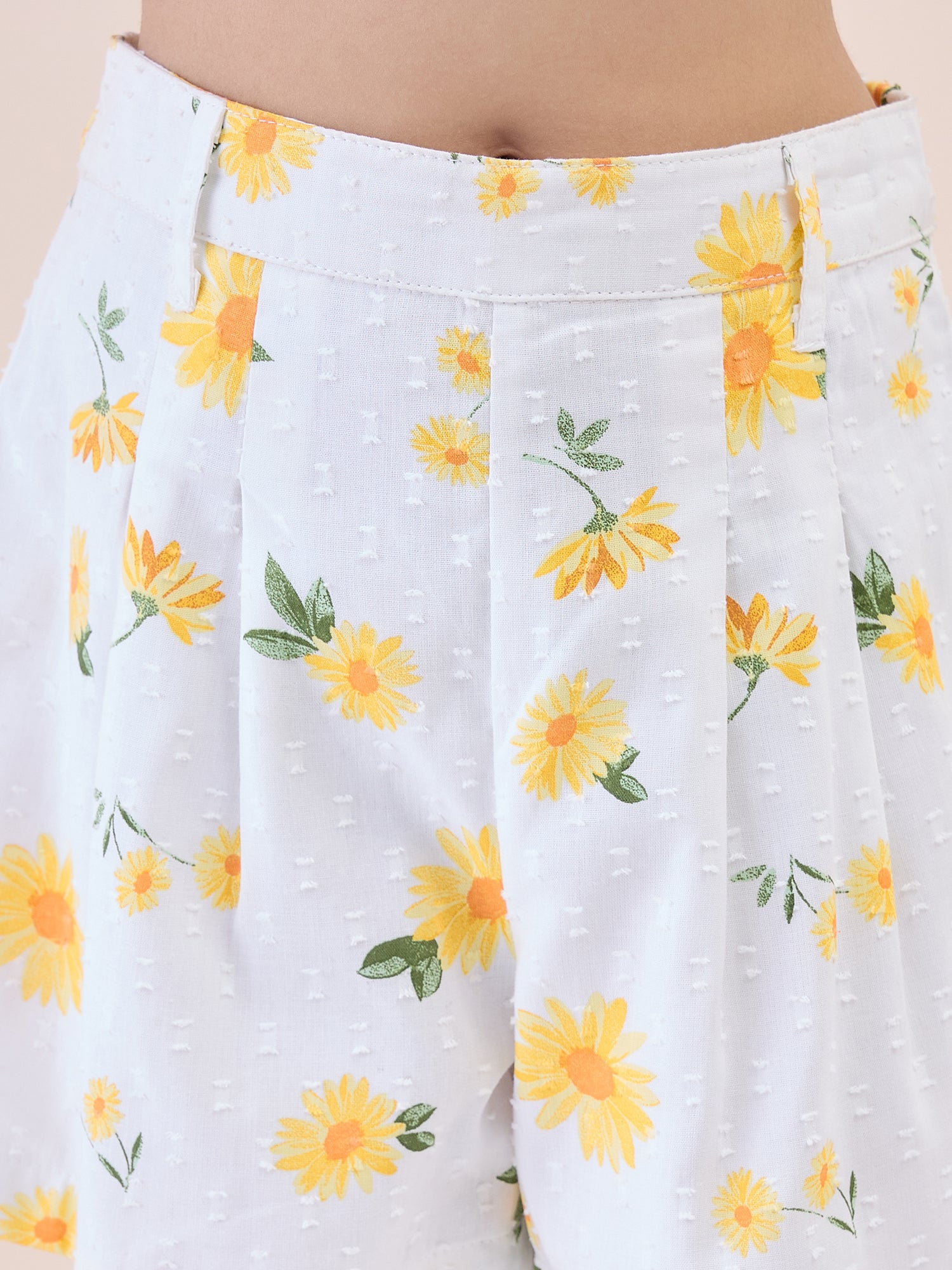 Girls Above Knee All over Print Top with Shorts - Yellow