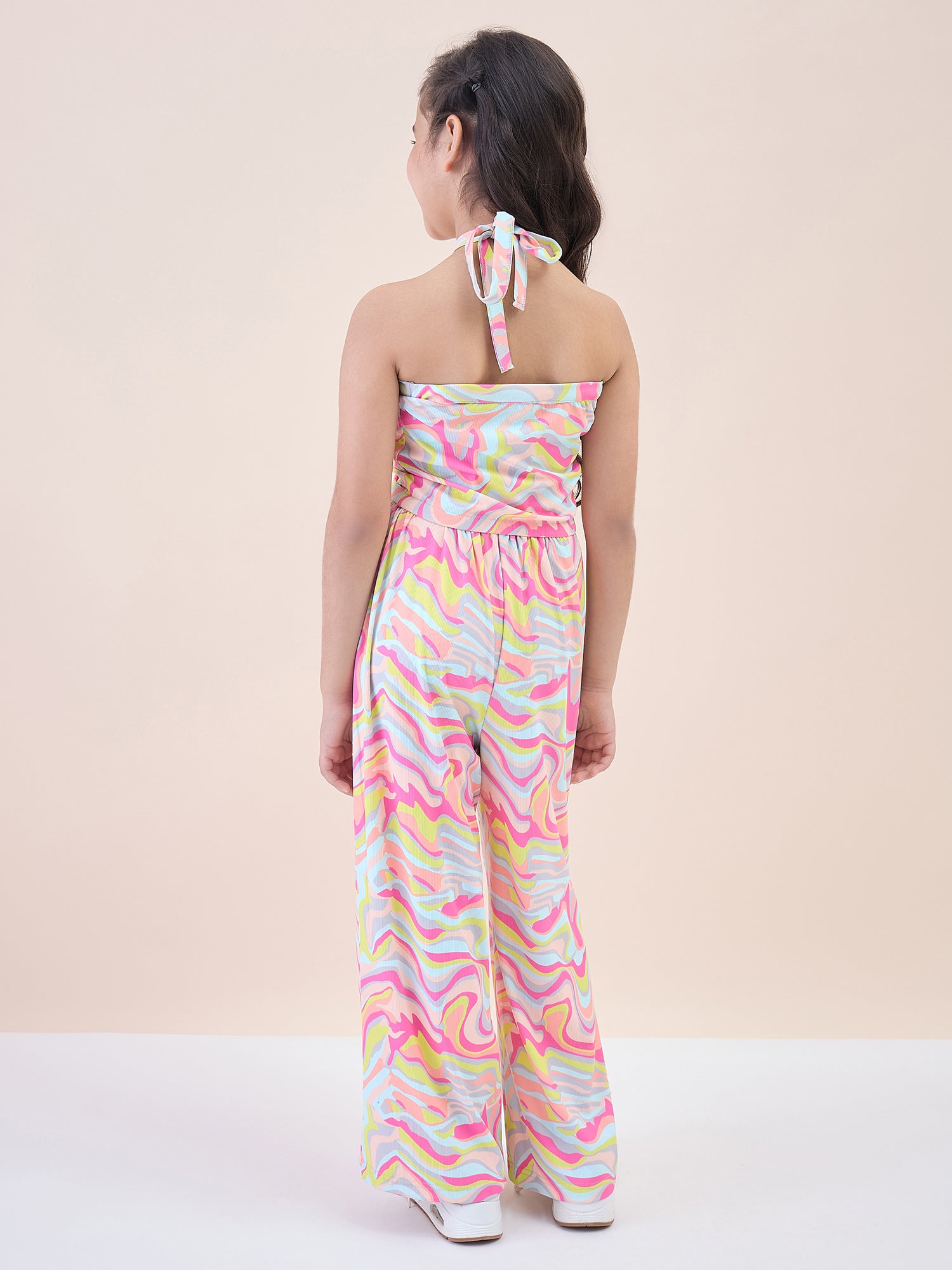 Girls Ankle Length All over Print Top With Pants - Multi