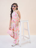 Girls Ankle Length All over Print Top With Pants - Multi