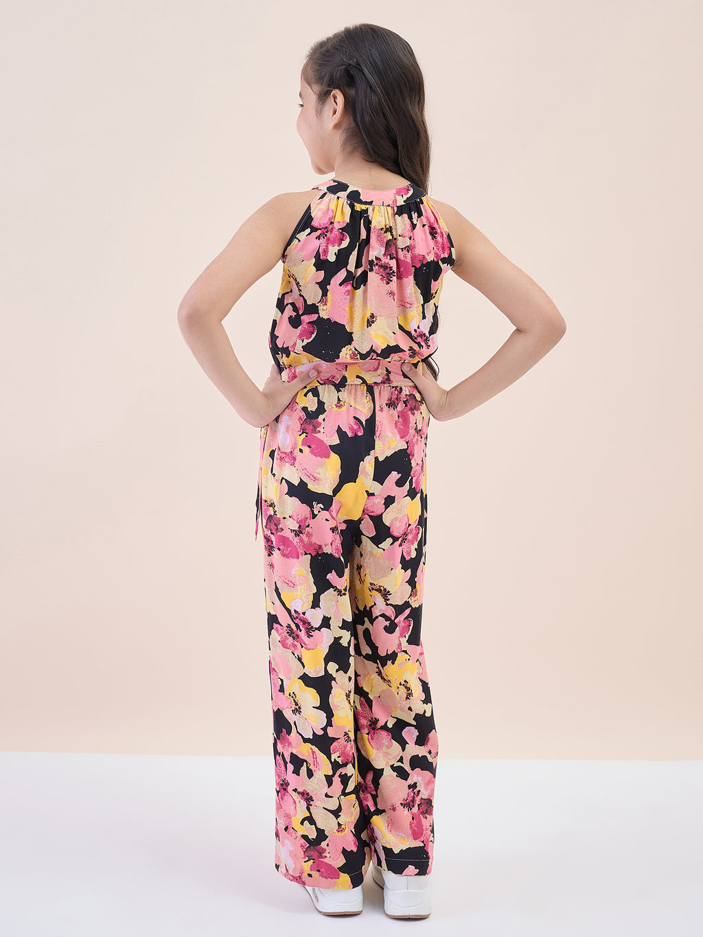 Girls Ankle Length All over Print Jumpsuit - Multi