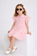 Girls Knee Length Solid Dress - Peach