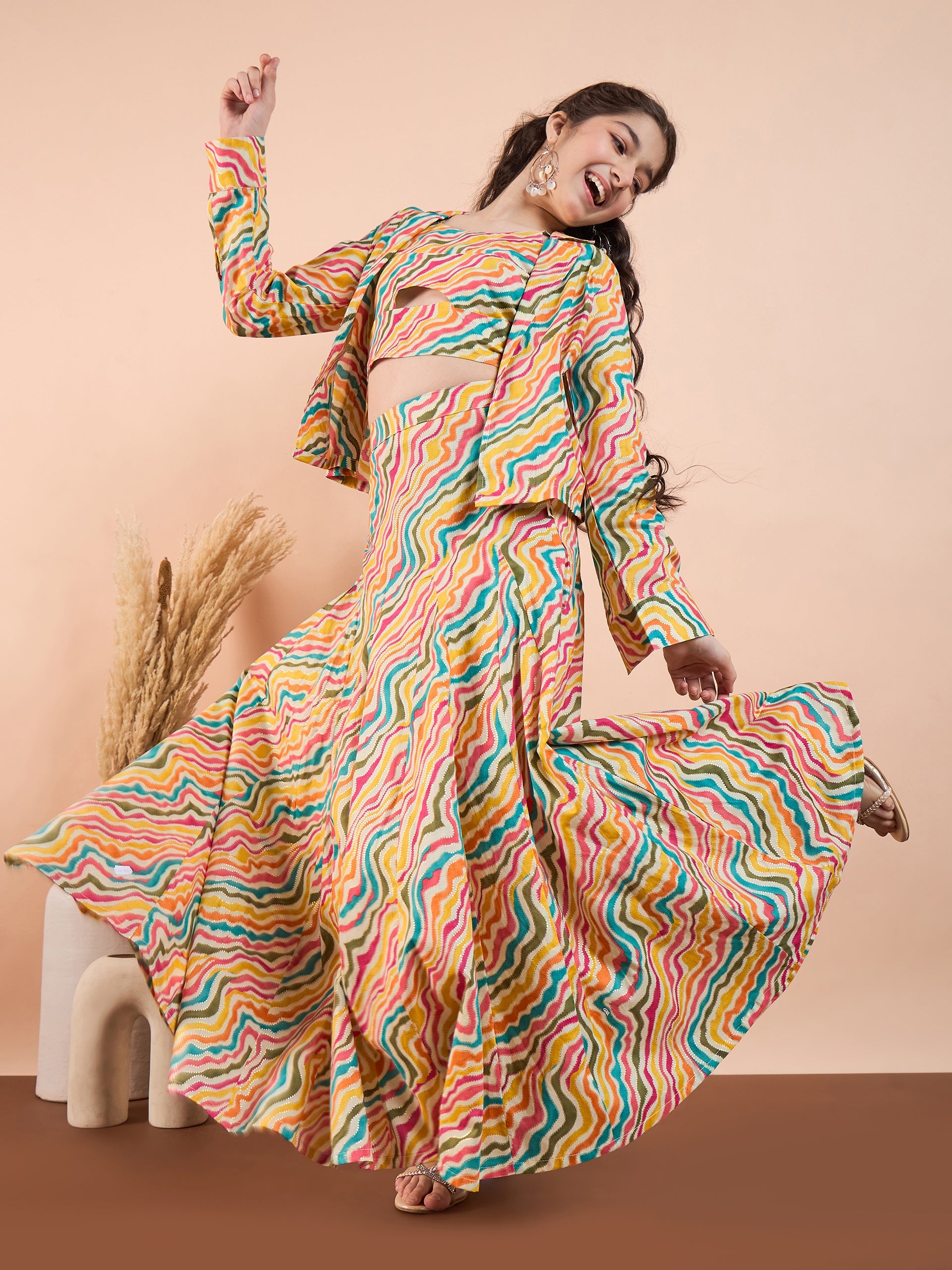 Girls Ankle Length Printed Lehenga Choli - Multi