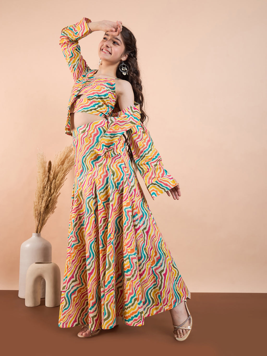 Girls Ankle Length Printed Lehenga Choli - Multi