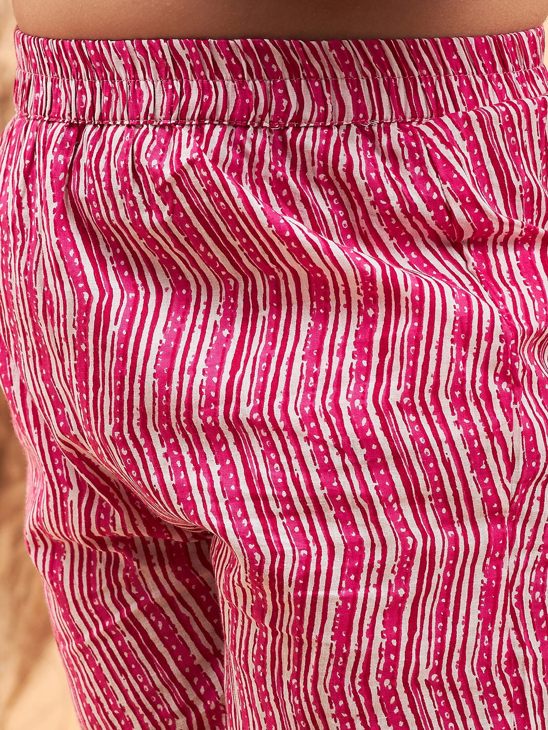 Girls Knee Length Printed Kurti Set - Pink