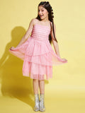 Girls Above Knee All over print Dress - Pink