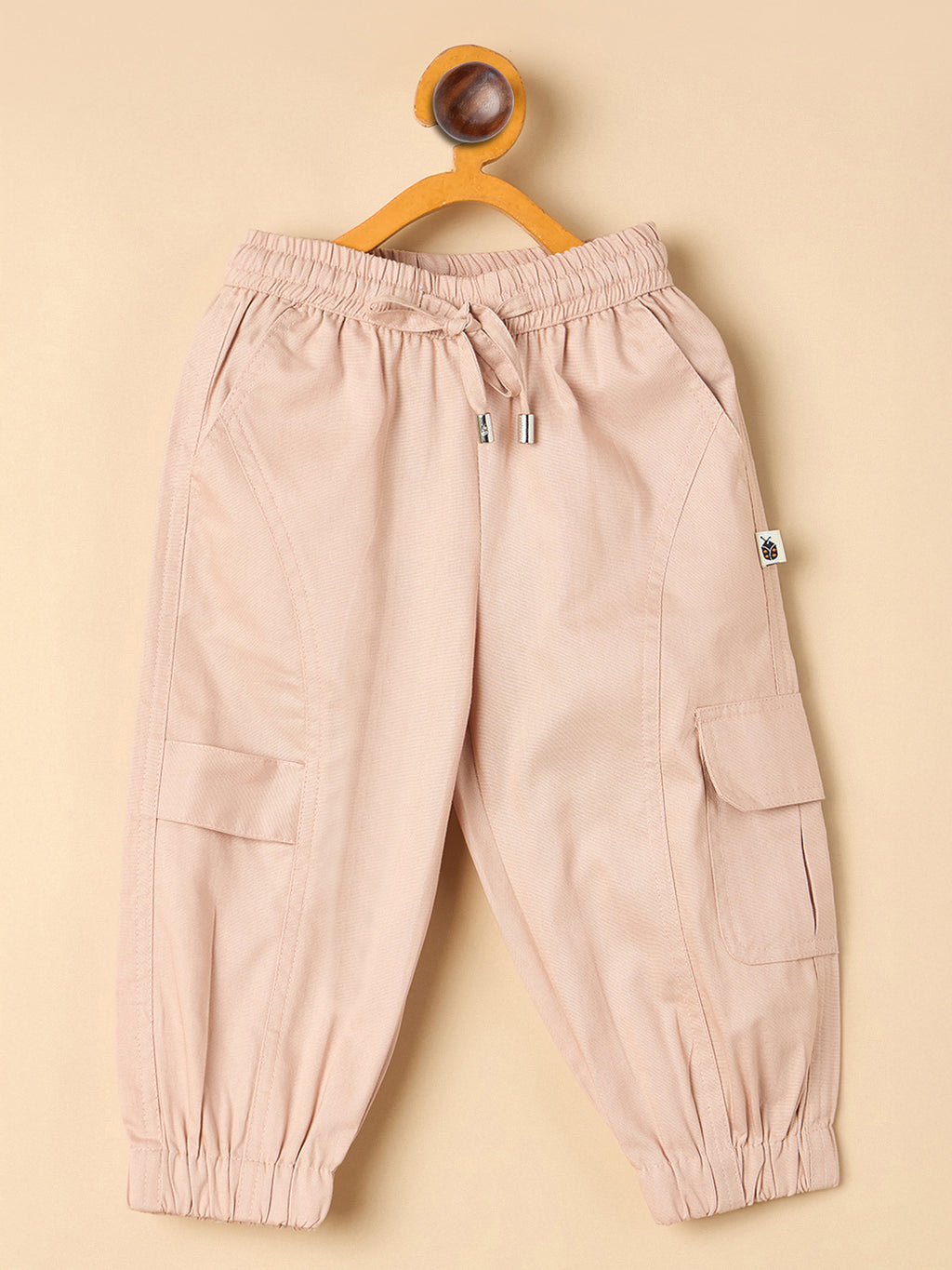 Unisex Ankle Length Solid Cargo Pants - Peach