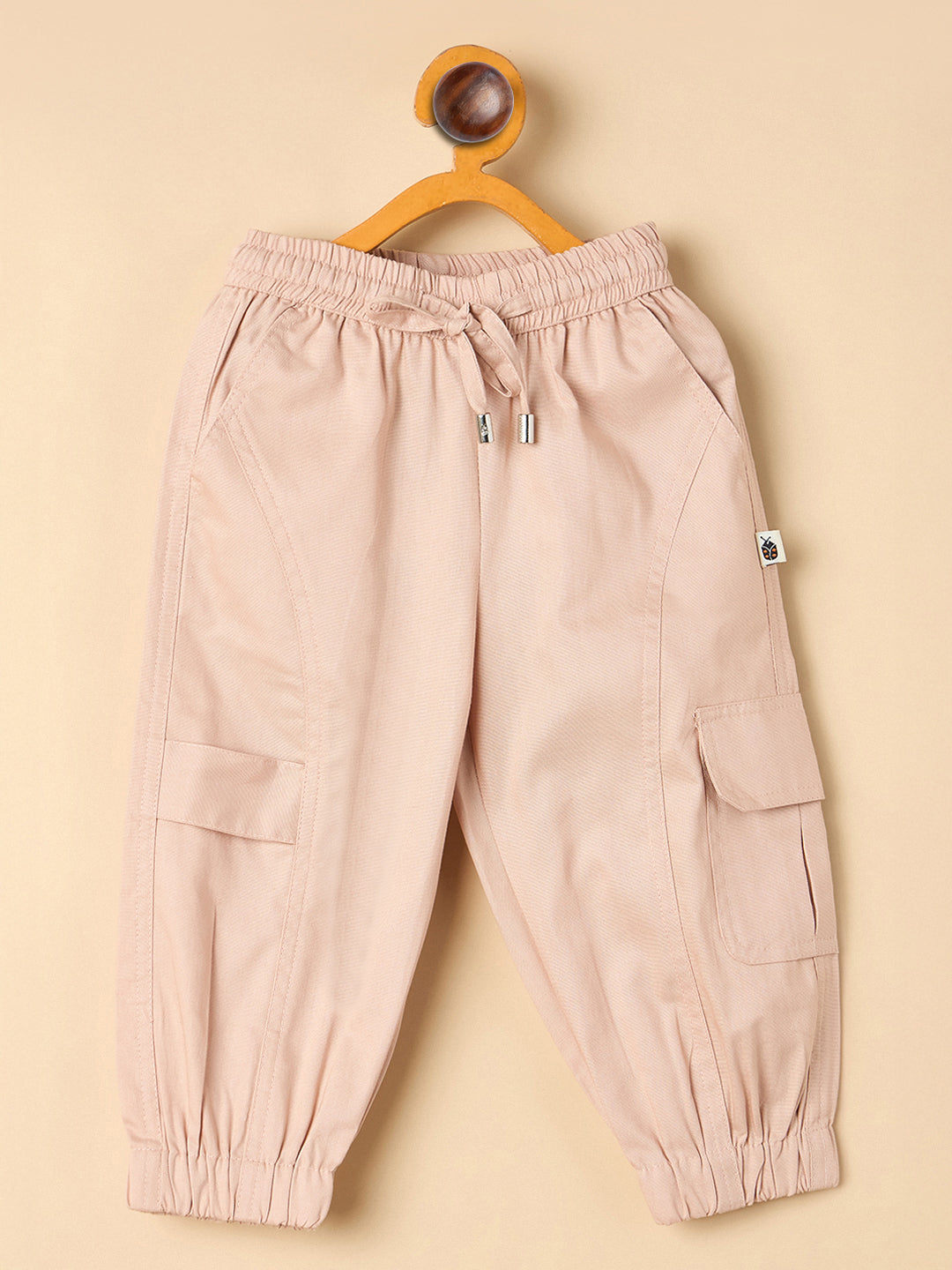 Unisex Ankle Length Solid Cargo Pants - Peach