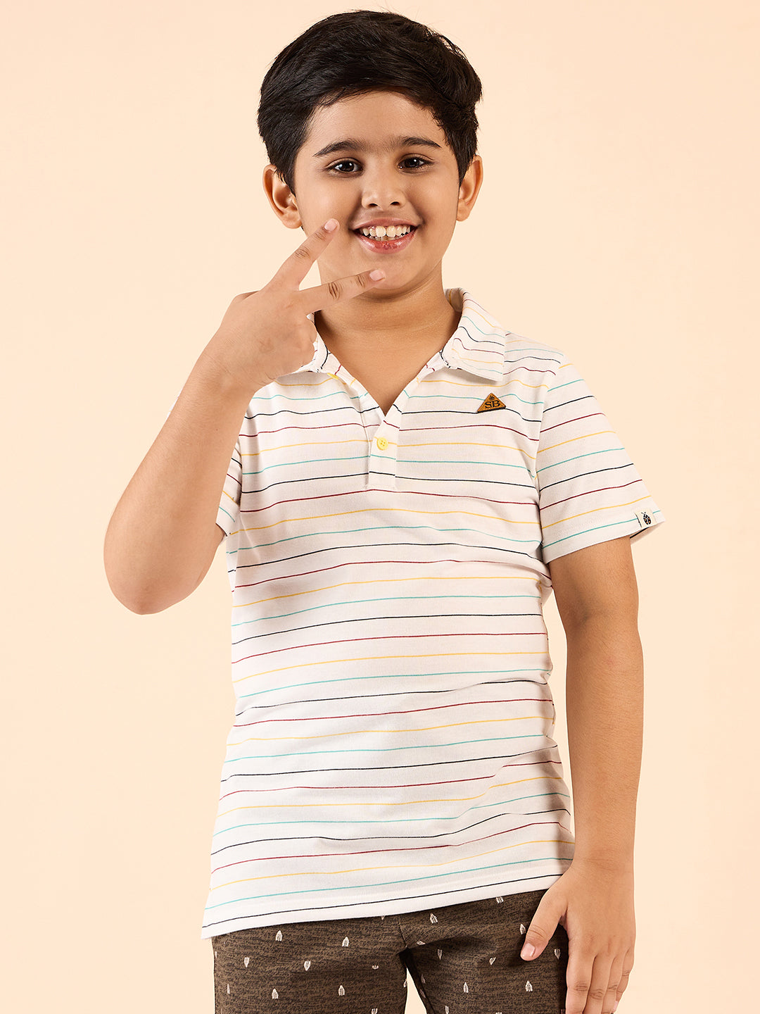 Boys Waist Length Printed T-shirt - White