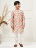 Boys Above Knee All over print Kurta Set - Multi