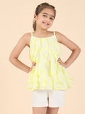 Girls Above Knee All over Print Top with Shorts - Yellow