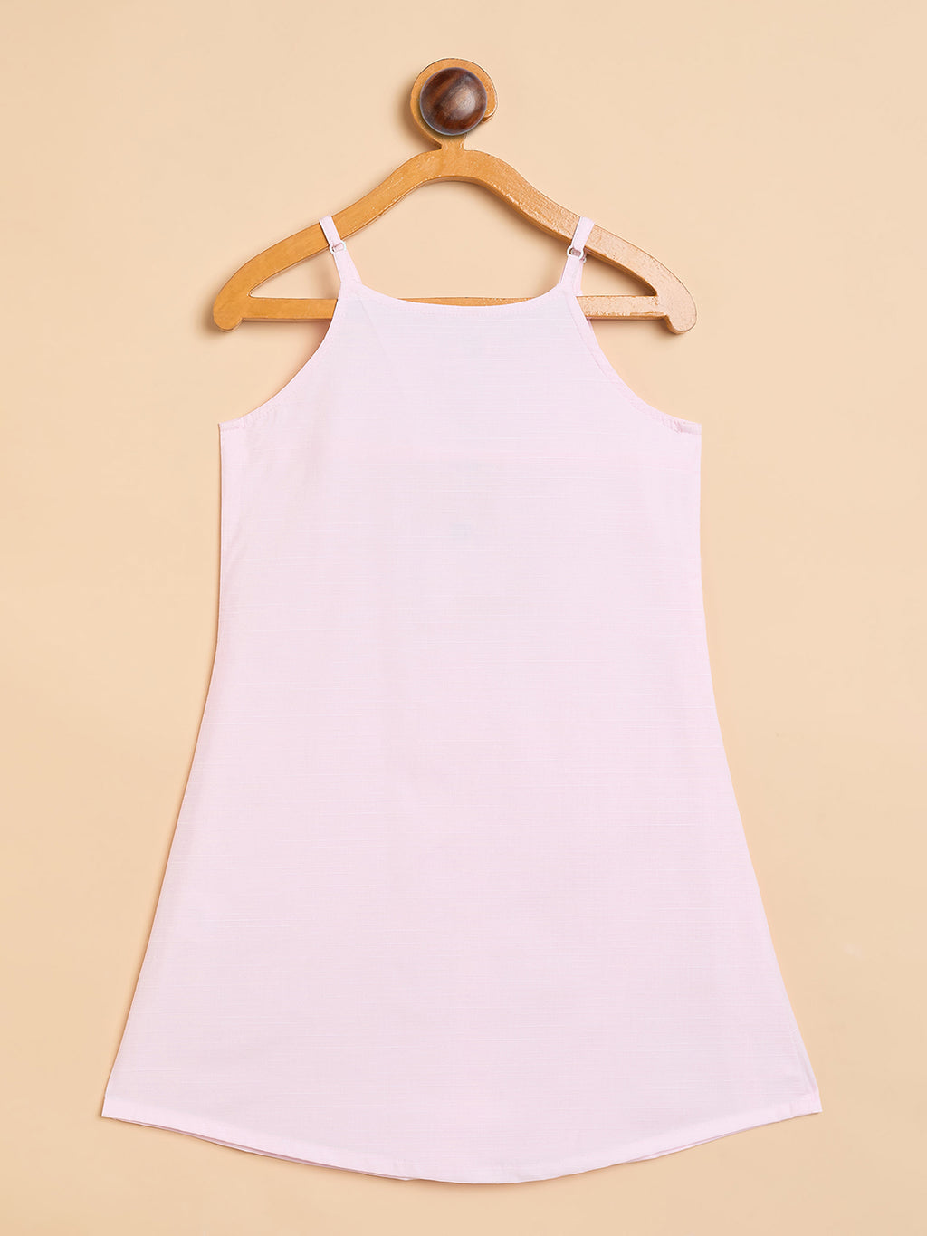 Girls Knee Length Solid Dress - Pink
