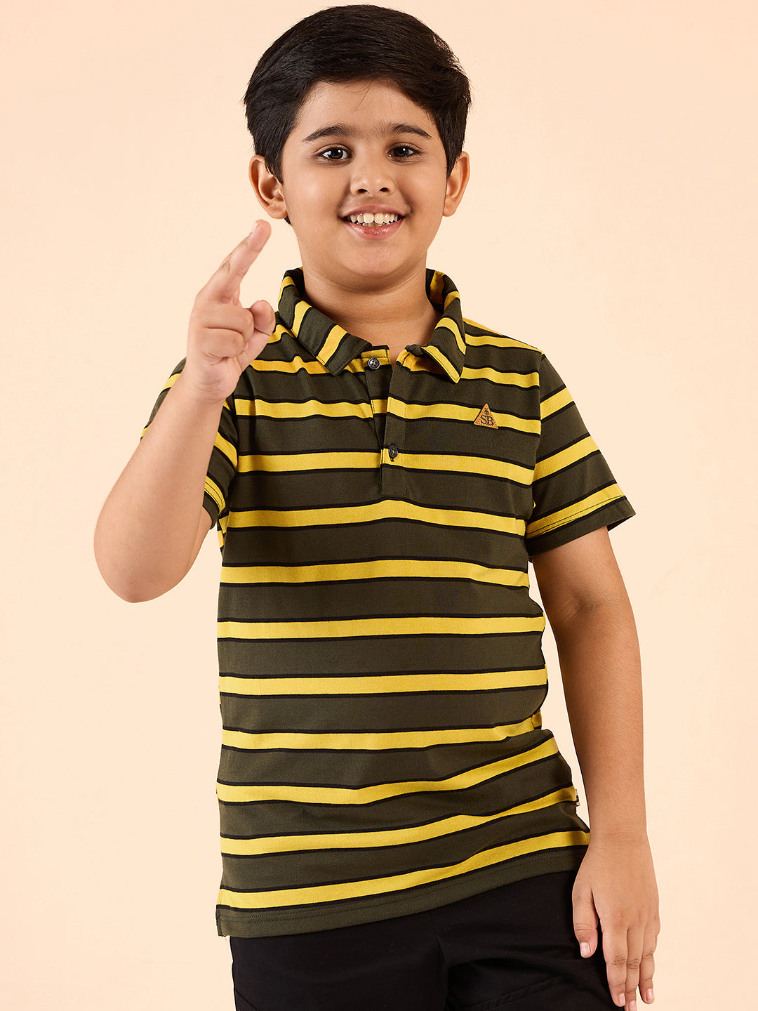 Boys Waist Length Printed T-shirt - Green