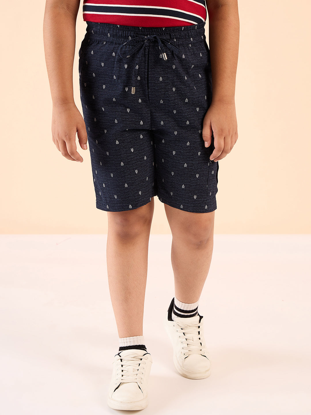 Boys Mid Thigh All over Print Shorts - Black
