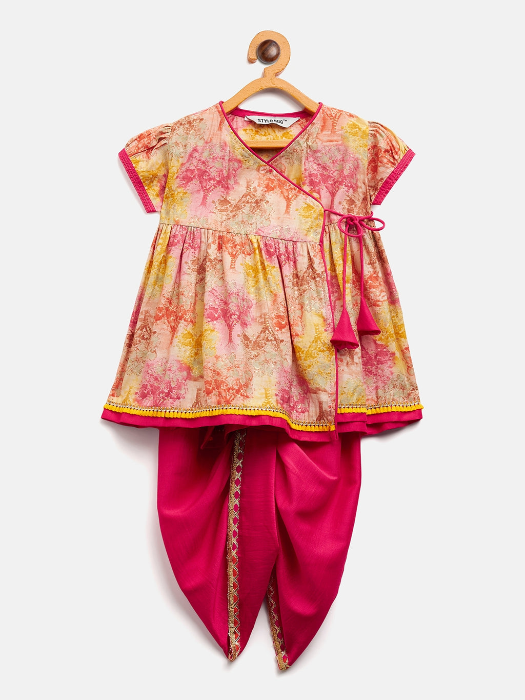 Girls Above Knee Printed Kurti Set - Multi