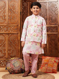 Boys Above Knee Embroidery Kurta Set with Jacket - Multi