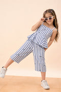 Girls Below Knee All over Print Top with Capris - Blue