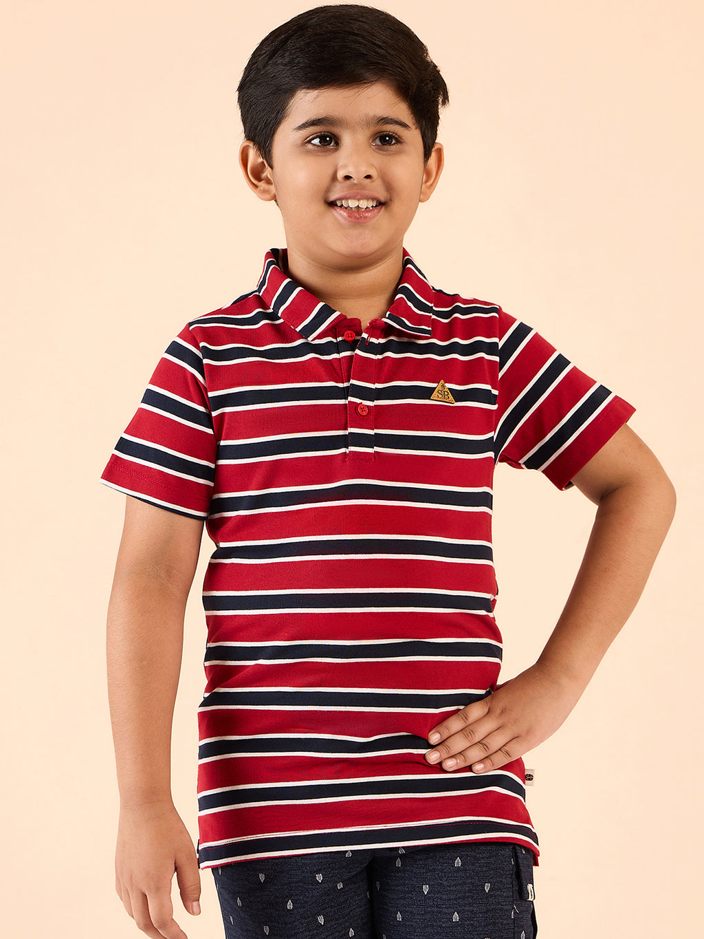 Boys Waist Length Printed T-shirt - Red