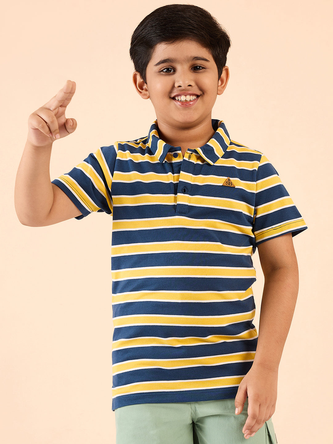 Boys Waist Length Printed T-shirt - Navy Blue