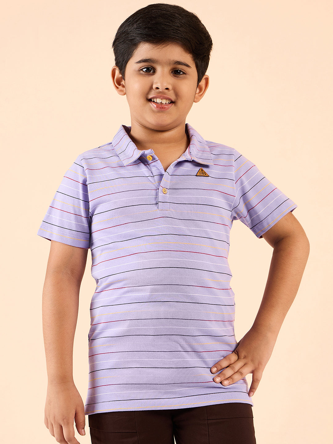 Boys Waist Length Printed T-shirt - Lavender