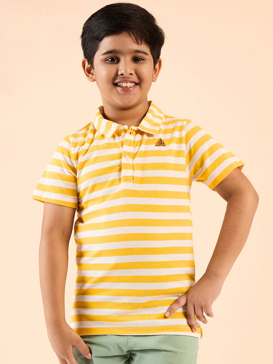 Boys Waist Length Printed T-shirt - Yellow