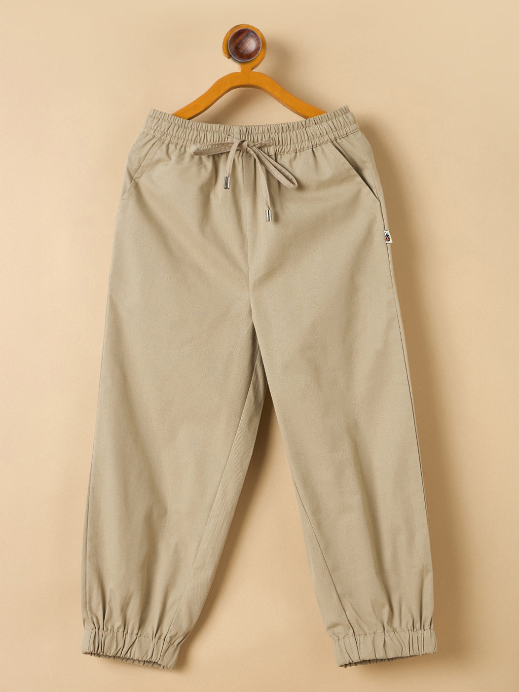 Unisex Ankle Length Solid Cargo Pants - Beige