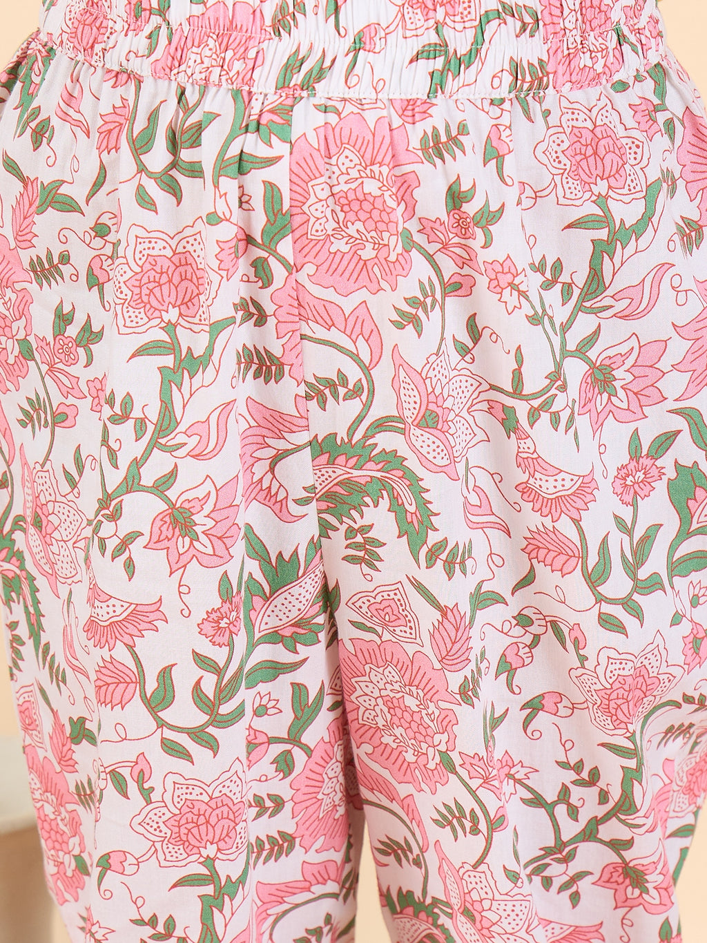 Girls Full Length All over Print Kurti Set - Yellow