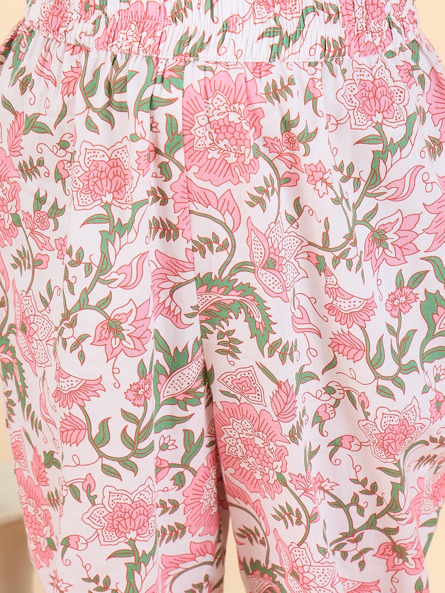 Girls Full Length All over Print Kurti Set - Yellow