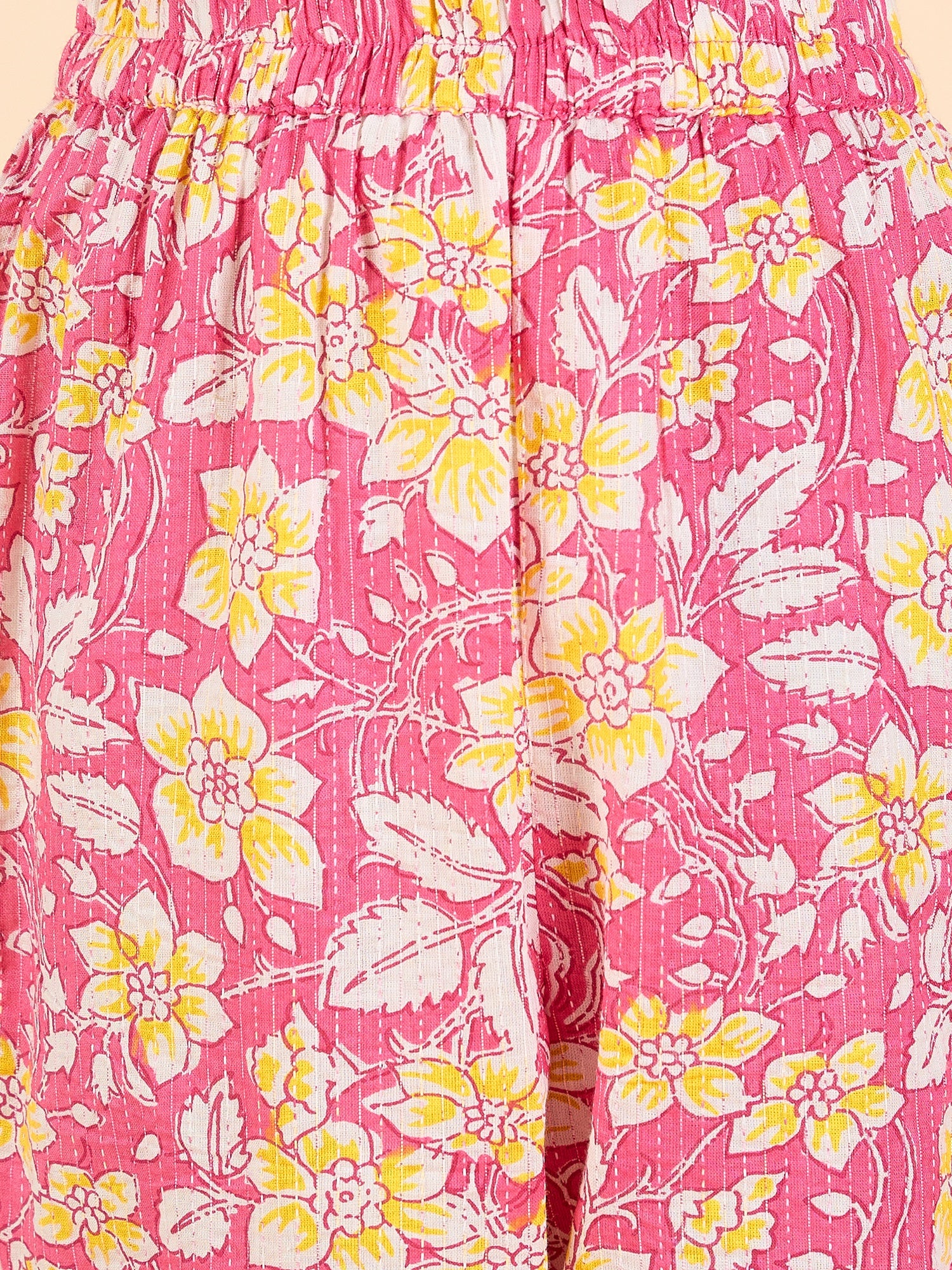 Girls Full Length All over Print Kurti Set - Pink